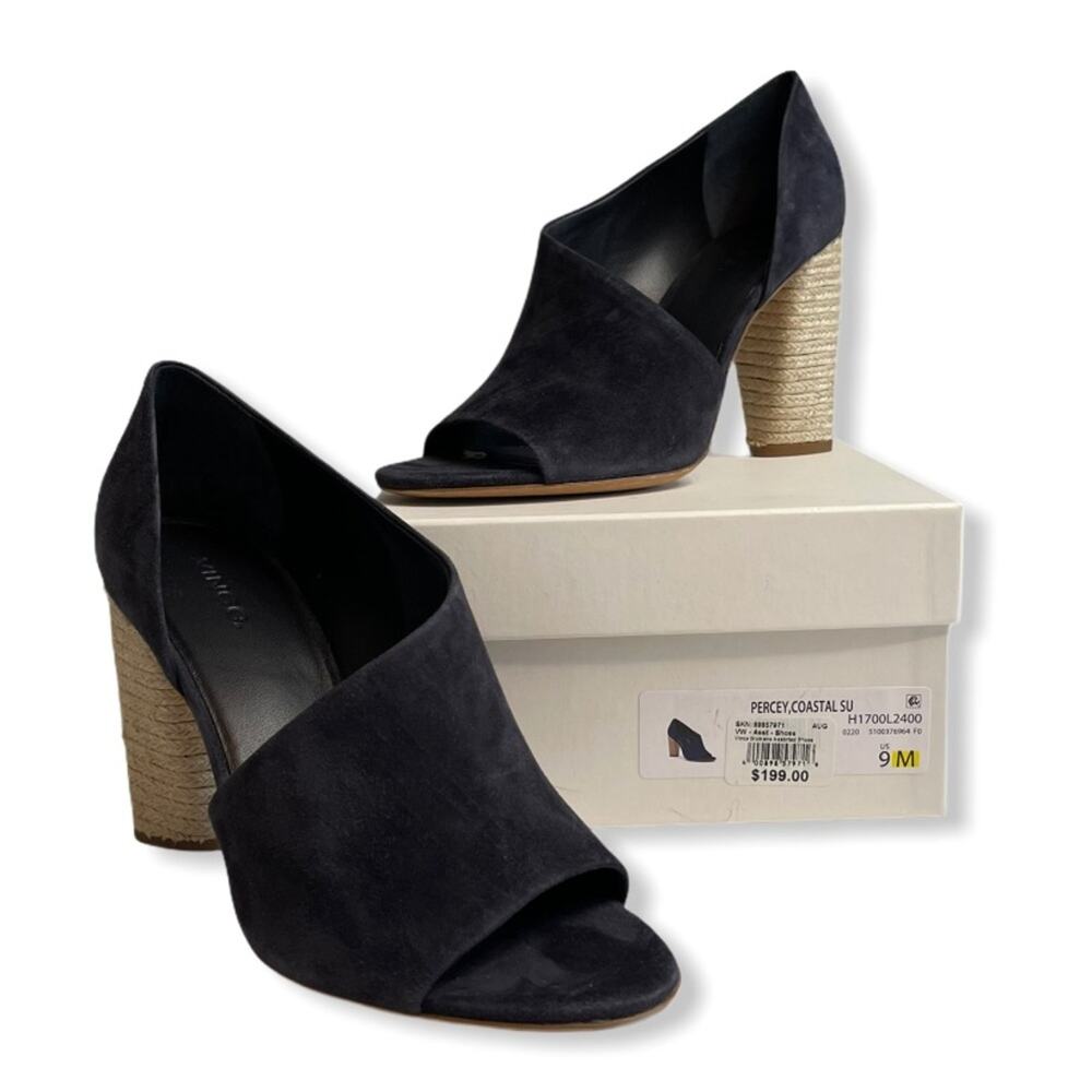 Vince Percey Coastal Blue Suede Block Heel Wrap Sandals Size US 9.5